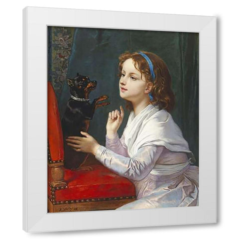The New Trick White Modern Wood Framed Art Print by Verlat, Charles Michel Maria
