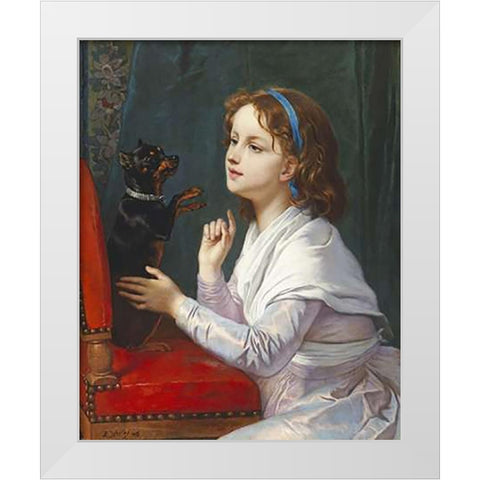 The New Trick White Modern Wood Framed Art Print by Verlat, Charles Michel Maria