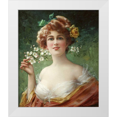 Blossoming Beauty White Modern Wood Framed Art Print by Vernon, Emile