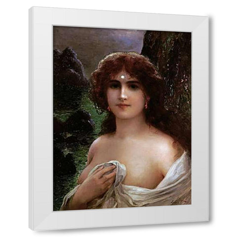 A Sea Nymph White Modern Wood Framed Art Print by Vernon, Emile
