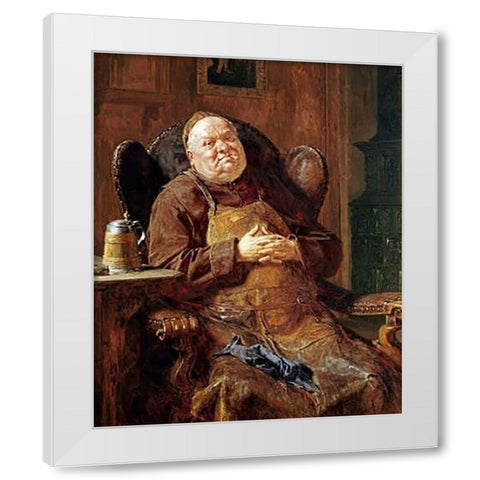 A Quiet Smoke White Modern Wood Framed Art Print by Von Grutzner, Edouard