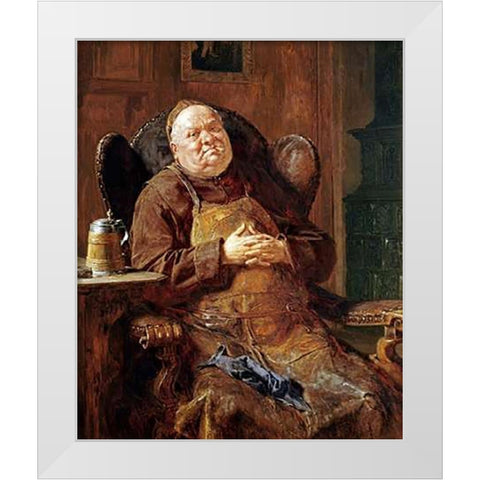 A Quiet Smoke White Modern Wood Framed Art Print by Von Grutzner, Edouard