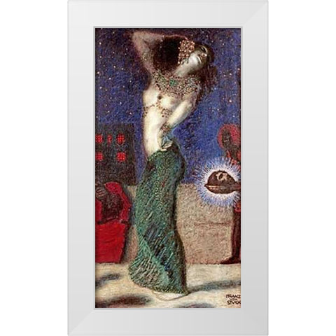 Dancing Salome White Modern Wood Framed Art Print by Von Stuck, Franz