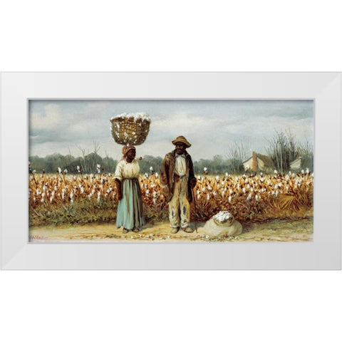 The Cotton Pickers White Modern Wood Framed Art Print by Walker, William Aiken