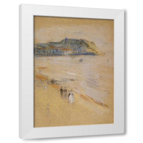 On The Beach, Hastings White Modern Wood Framed Art Print by Whistler, James McNeill