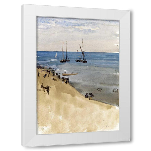 Green and Silver - The Bright Sea, Dieppe White Modern Wood Framed Art Print by Whistler, James McNeill