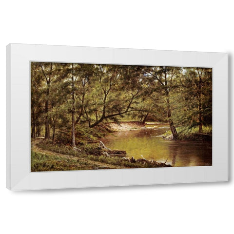 Woodland Interior White Modern Wood Framed Art Print by Whittredge, Thomas Worthington