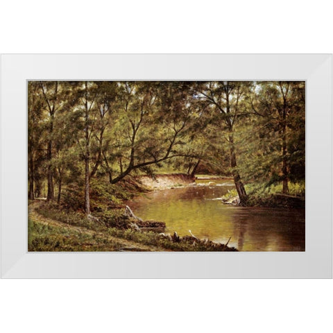 Woodland Interior White Modern Wood Framed Art Print by Whittredge, Thomas Worthington