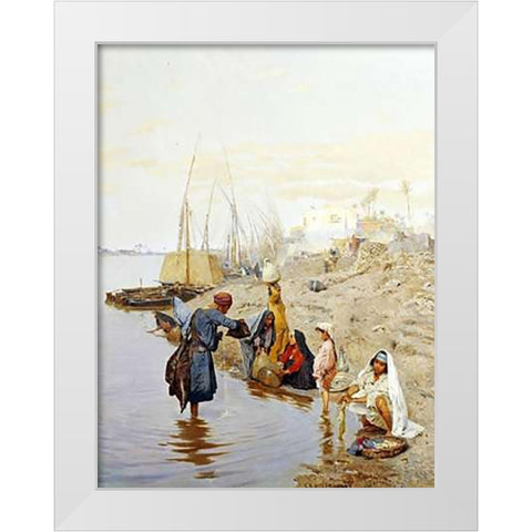 At The Waters Edge White Modern Wood Framed Art Print by Wilda, Charles