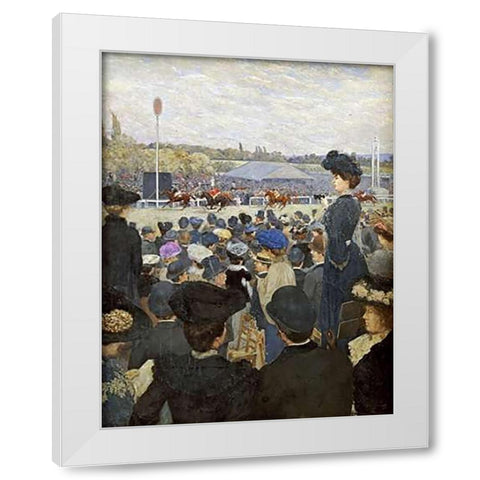 At The Races White Modern Wood Framed Art Print by Zawiski, Edouard