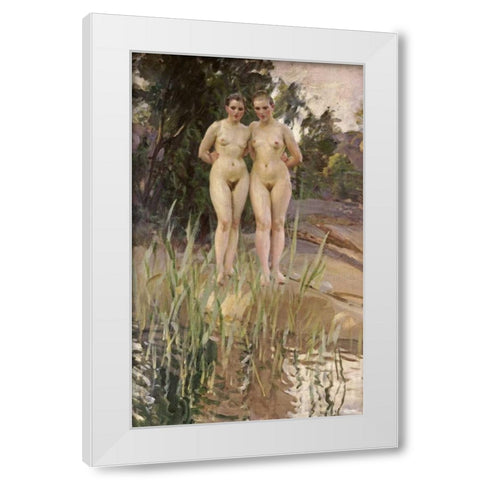 Two Friends White Modern Wood Framed Art Print by Zorn, Anders Leonard