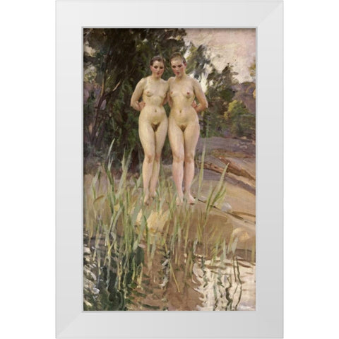 Two Friends White Modern Wood Framed Art Print by Zorn, Anders Leonard