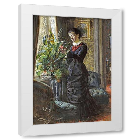 Portrait of Fru Lisen Samson White Modern Wood Framed Art Print by Zorn, Anders Leonard