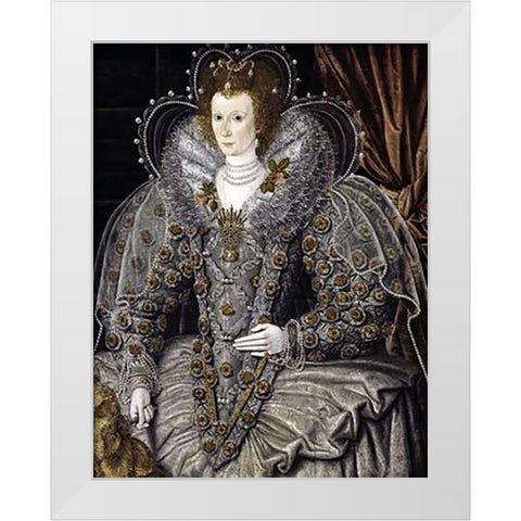 Queen Elizabeth of England White Modern Wood Framed Art Print by 16th Century English School