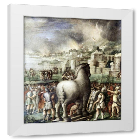 Trojan Horse White Modern Wood Framed Art Print by Abbate, Niccolo