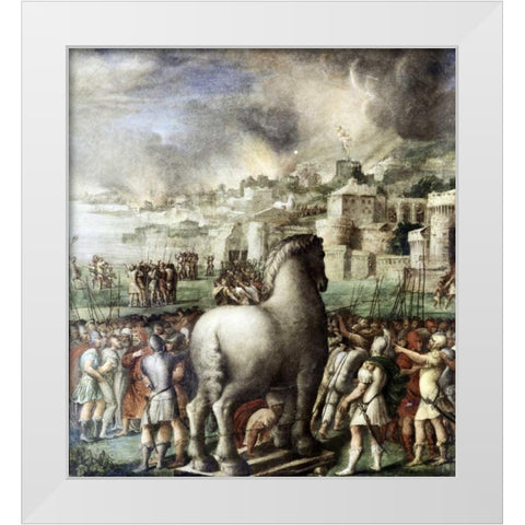 Trojan Horse White Modern Wood Framed Art Print by Abbate, Niccolo