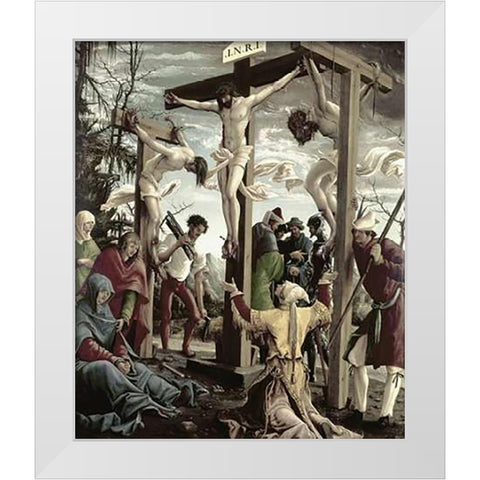 Crucifixion White Modern Wood Framed Art Print by Altdorfer, Albrecht