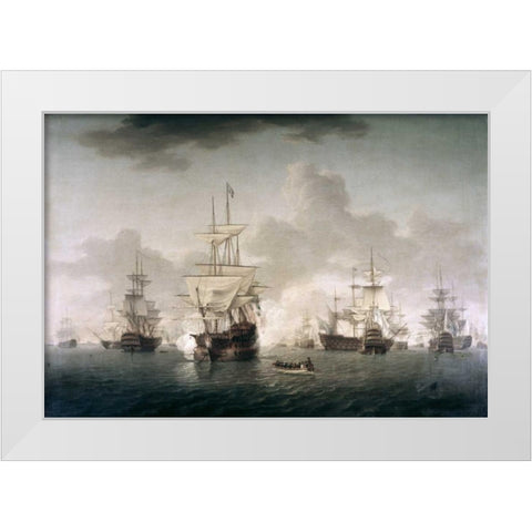 Admiral Lord Howe Joining His Flagship White Modern Wood Framed Art Print by Anderson, William