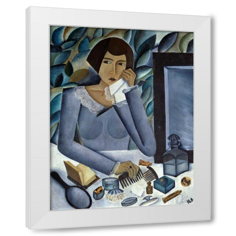 Womans Portrait White Modern Wood Framed Art Print by Annenkov, Jurij Pavlovic