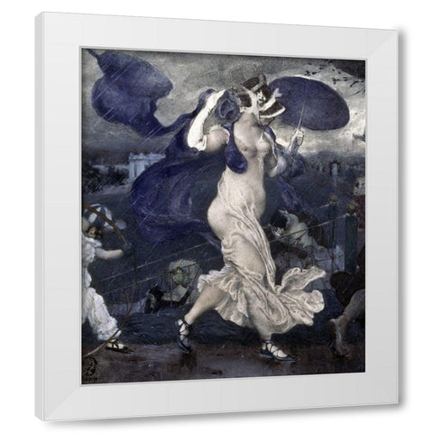 Downpour White Modern Wood Framed Art Print by Bakst, Leon