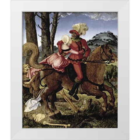 Knight Young Girl and Death White Modern Wood Framed Art Print by Grien, Hans Baldung