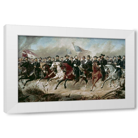 Grant and His Generals White Modern Wood Framed Art Print by Balling, Peter Hansen