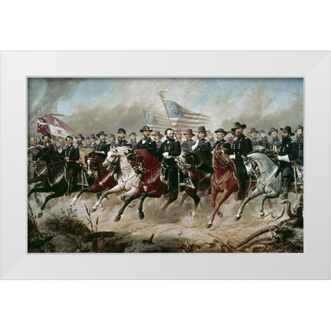 Grant and His Generals White Modern Wood Framed Art Print by Balling, Peter Hansen