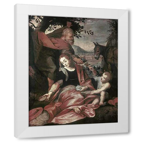 Flight Into Egypt White Modern Wood Framed Art Print by Barocci, Frederico