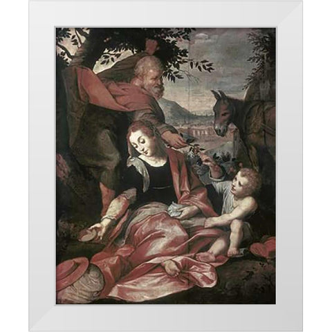 Flight Into Egypt White Modern Wood Framed Art Print by Barocci, Frederico