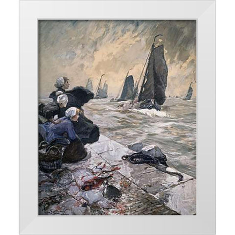 Fishermens Wives White Modern Wood Framed Art Print by Von Bartels, Hans