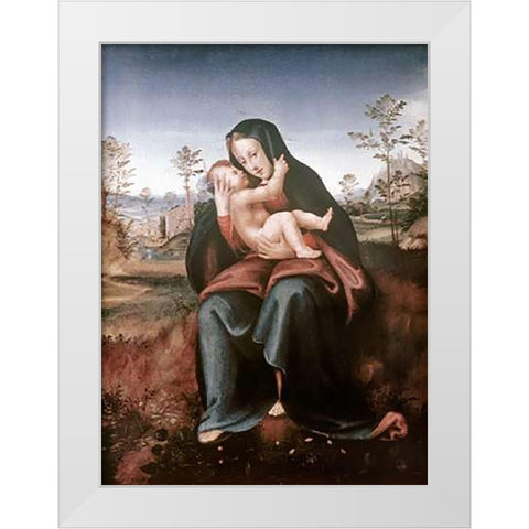 Madonna and Child White Modern Wood Framed Art Print by Bartolommeo, Fra