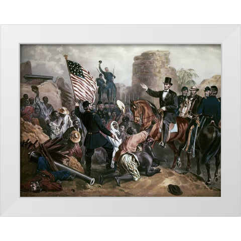 Lincoln In City Point, Virginia White Modern Wood Framed Art Print by Bartsch, Gustav