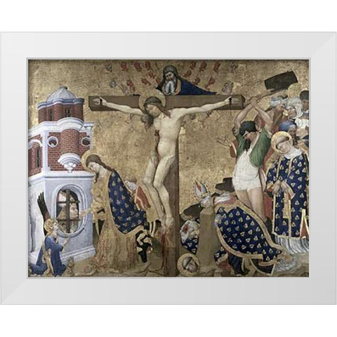 St. Denis Altarpiece White Modern Wood Framed Art Print by Bellechose, Henri