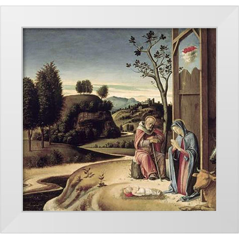 Birth of Jesus from the Pala Pesaro White Modern Wood Framed Art Print by Bellini, Giovanni