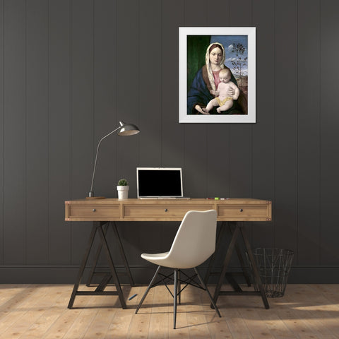 Madonna and Child #2 White Modern Wood Framed Art Print by Bellini, Giovanni