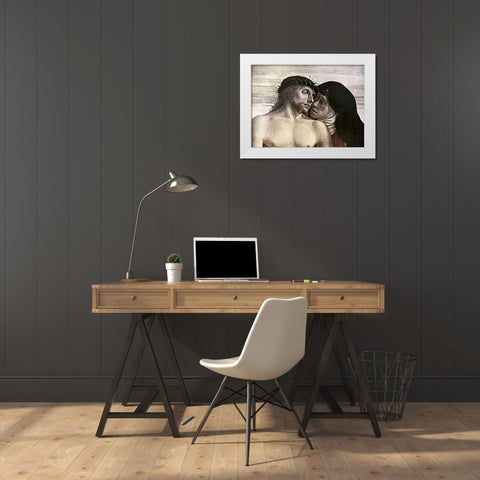 Pieta White Modern Wood Framed Art Print by Bellini, Giovanni