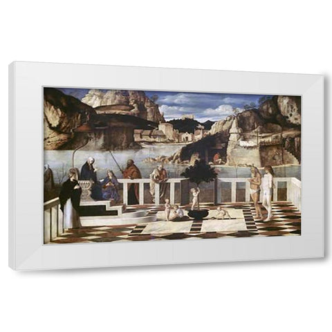 Sacred Allegory White Modern Wood Framed Art Print by Bellini, Giovanni