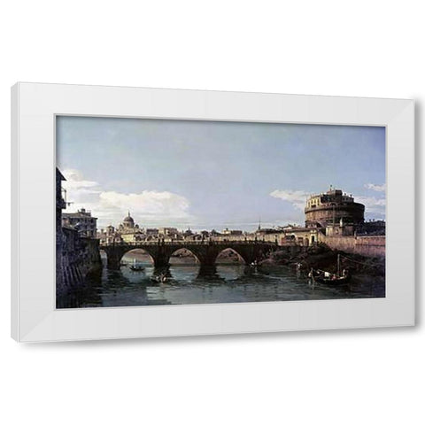View of The Tiber With The Castel SantAngelo White Modern Wood Framed Art Print by Bellotto, Bernardo