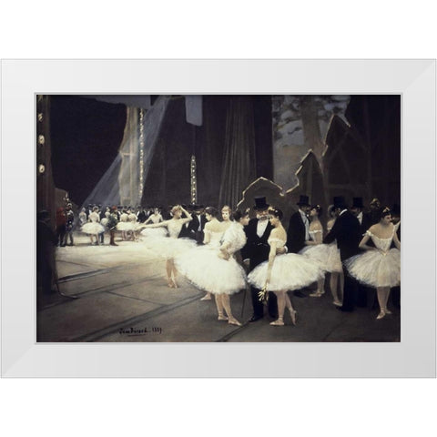Backstage at The Opera White Modern Wood Framed Art Print by Beraud, Jean