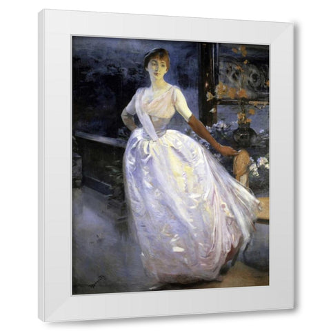 Madame Roger Jourdain White Modern Wood Framed Art Print by Besnard, Albert