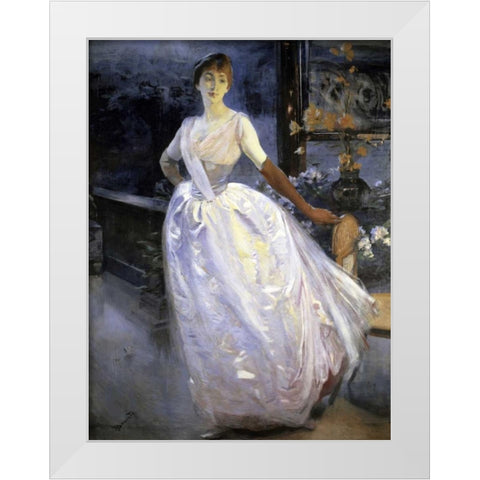 Madame Roger Jourdain White Modern Wood Framed Art Print by Besnard, Albert