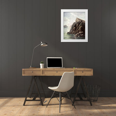 Ark at Rest Upon The Mountain of Ararat White Modern Wood Framed Art Print by Bianchini, Vittorio