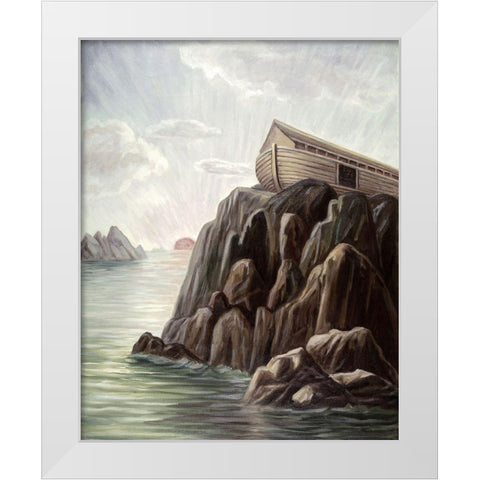 Ark at Rest Upon The Mountain of Ararat White Modern Wood Framed Art Print by Bianchini, Vittorio