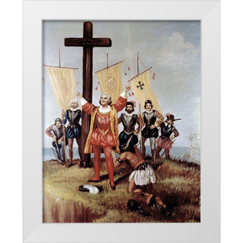 Columbus Takes Possession of The New World (Cont) White Modern Wood Framed Art Print by Bianchini, Vittorio