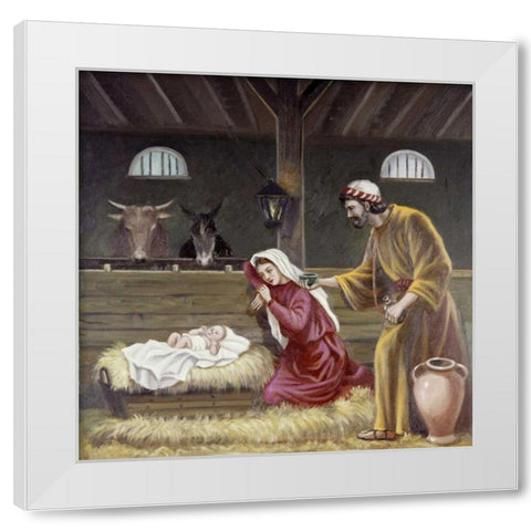 Nativity White Modern Wood Framed Art Print by Bianchini, Vittorio