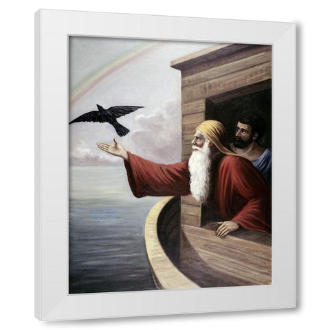 Noah Releasing The Raven White Modern Wood Framed Art Print by Bianchini, Vittorio