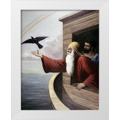 Noah Releasing The Raven White Modern Wood Framed Art Print by Bianchini, Vittorio
