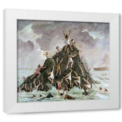 People Engulfed By The Flood White Modern Wood Framed Art Print by Bianchini, Vittorio