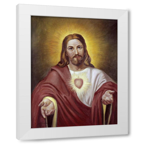 Sacred Heart of Jesus White Modern Wood Framed Art Print by Bianchini, Vittorio
