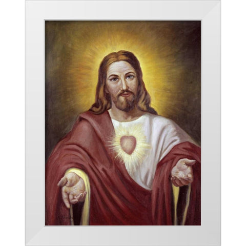 Sacred Heart of Jesus White Modern Wood Framed Art Print by Bianchini, Vittorio